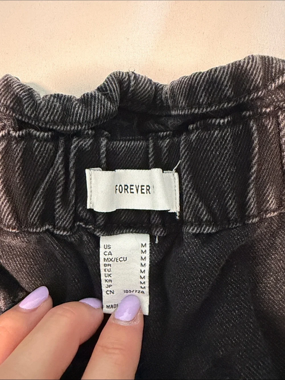 Forever 21 High-Waist Black Paperbag Denim Shorts